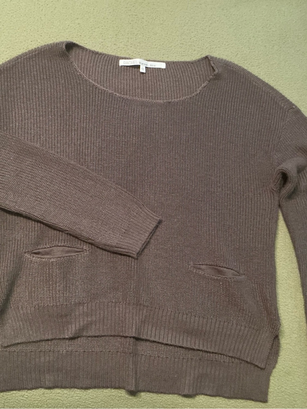 RACHEL Rachel Roy Taupe Brown Crewneck Sweater